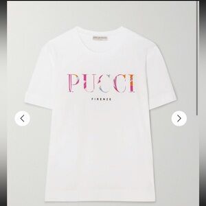 Emilio Pucci White Tee with Multicolor Logo
